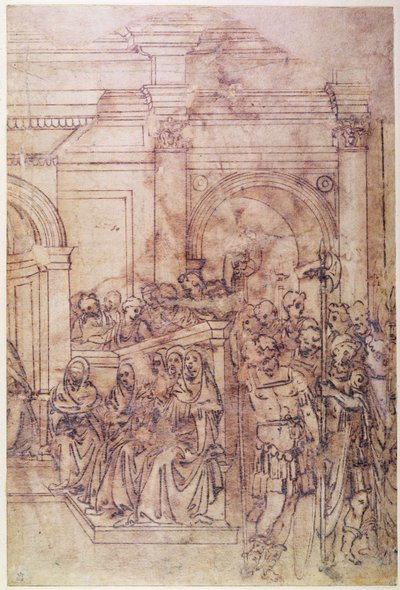 W.29 Schets van een menigte voor een klassiek tafereel door Michelangelo Buonarroti